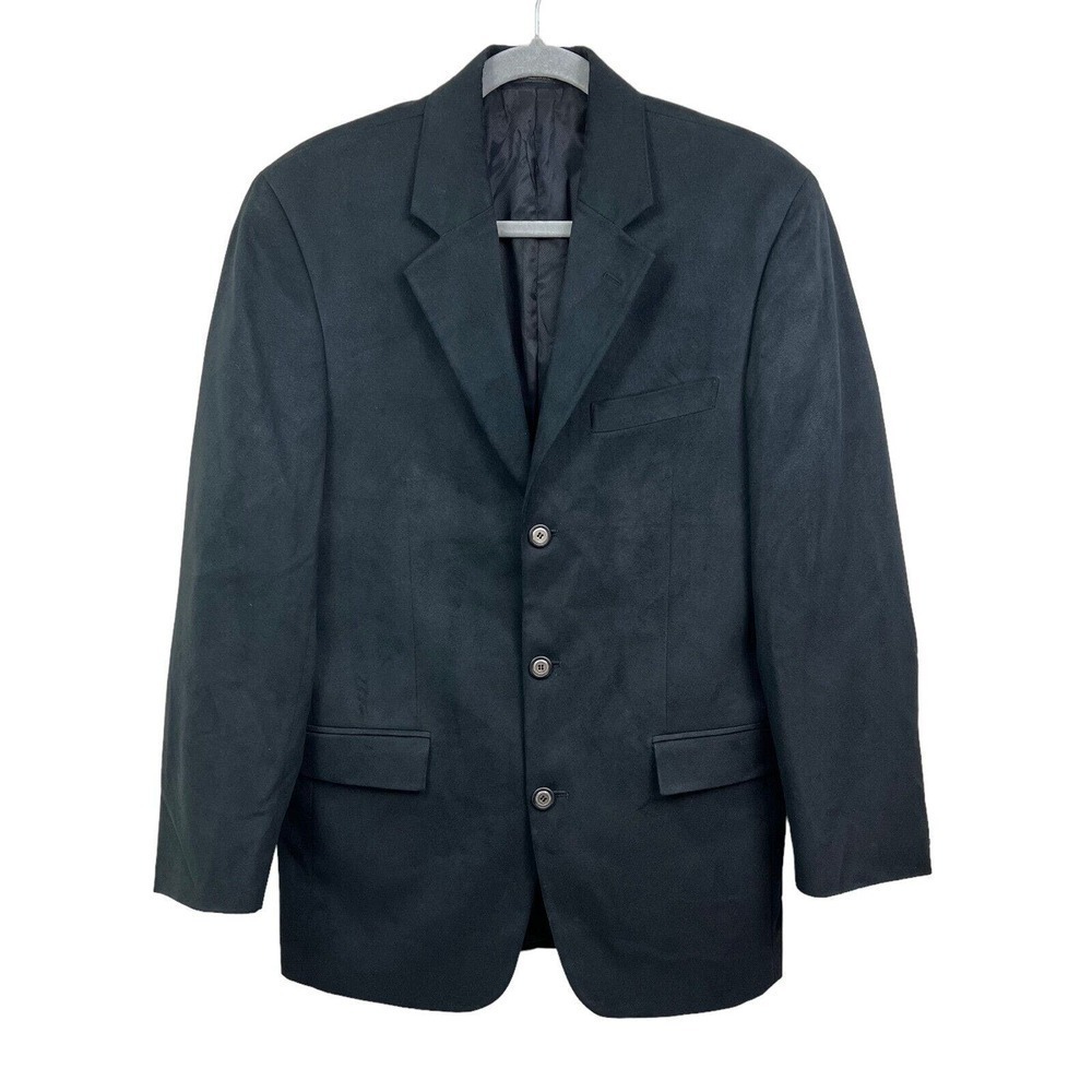 Andrew Fezza New York Sports Coat Men Faux Suede Flap Pockets Lined Black 36R*
